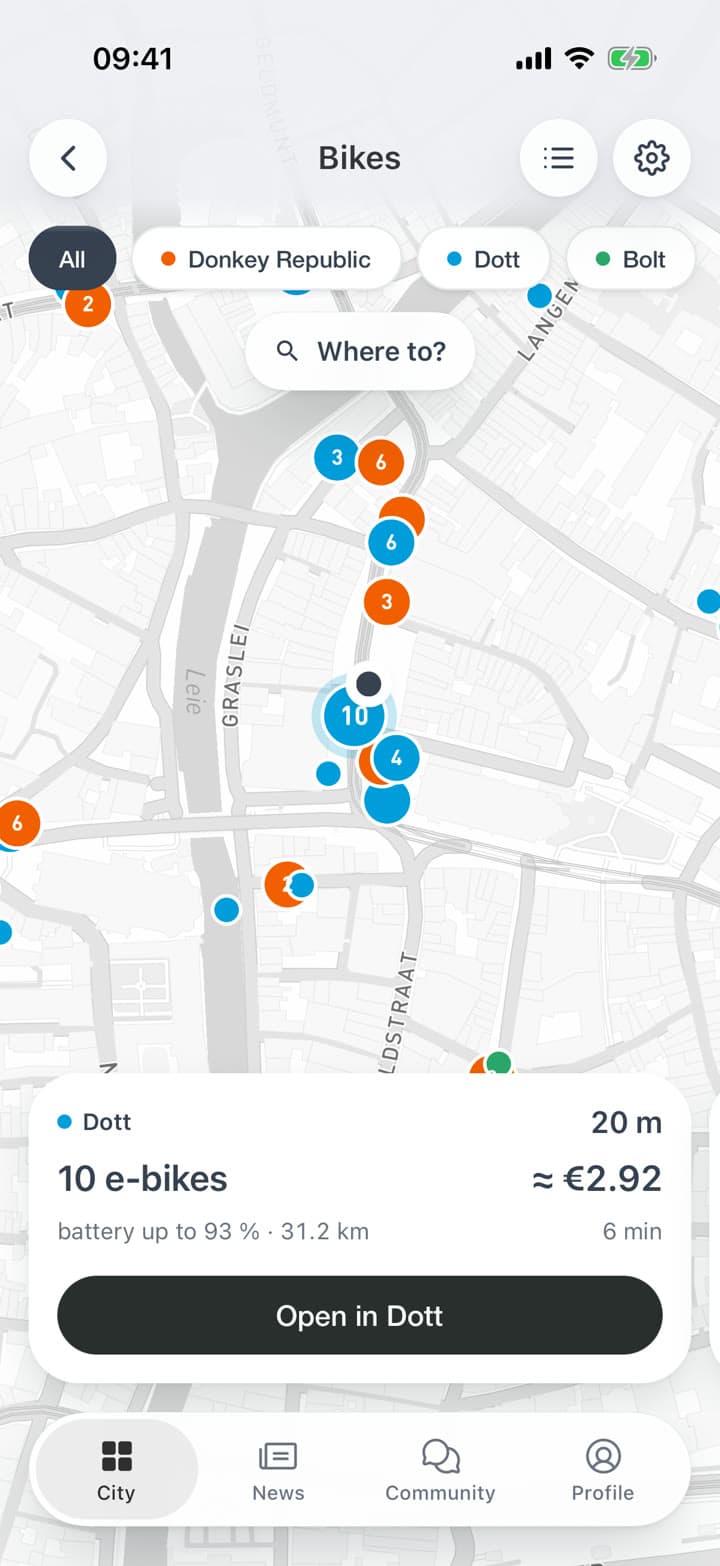 Ihre Räder und Autos auf der Stadtkarte