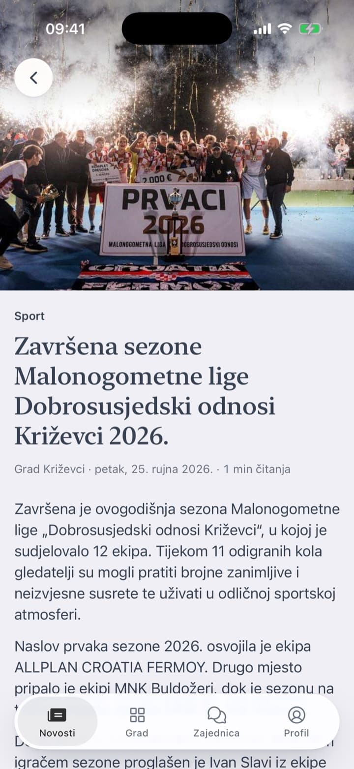 Pod Sportom kraj sezone lokalne malonogometne lige. Vijest s fotografijom, tko ju je napisao i vrijeme čitanja. Na kraju gumbi za cijeli članak, dijeljenje i razgovor sa susjedima.