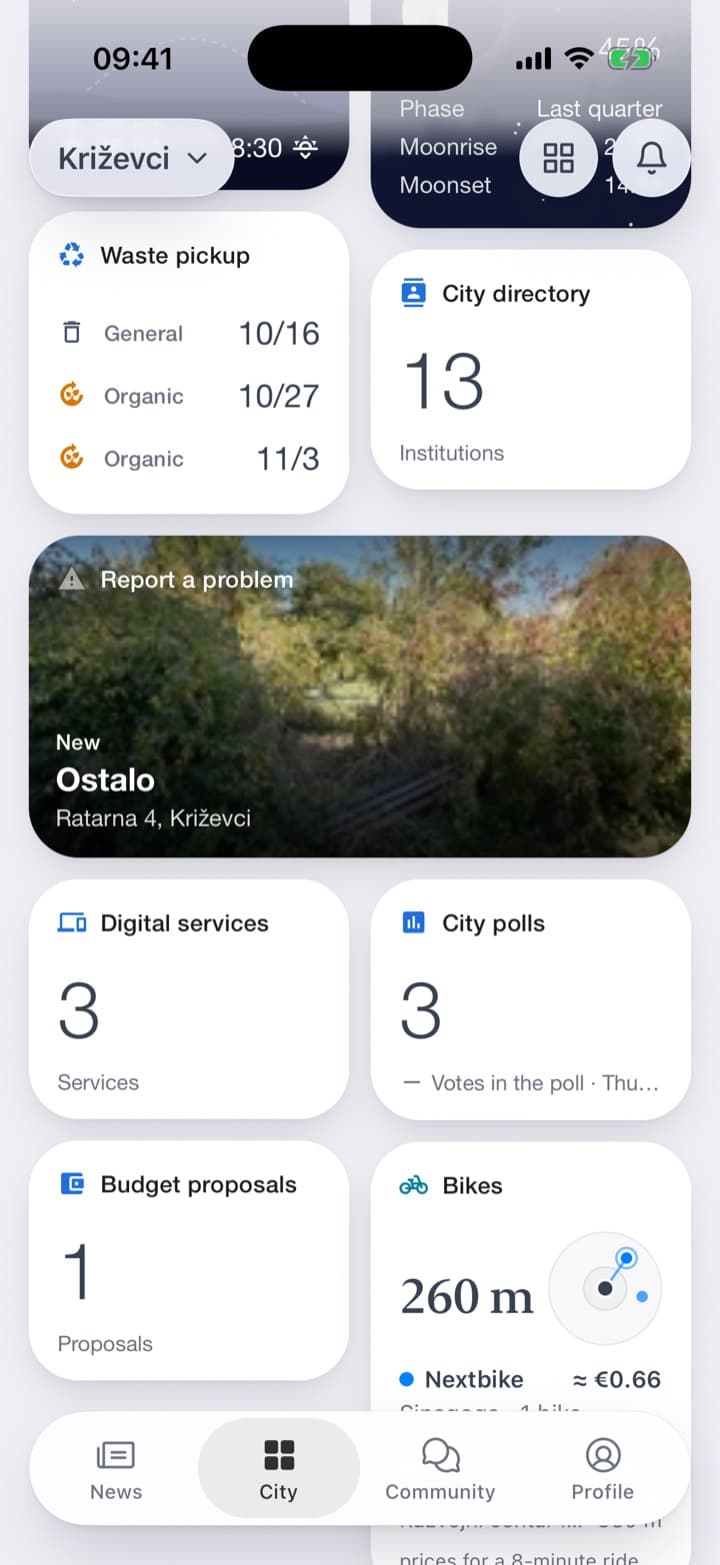 From the home screen to a sent report: a photo, the place on the map, a sentence about what is wrong.